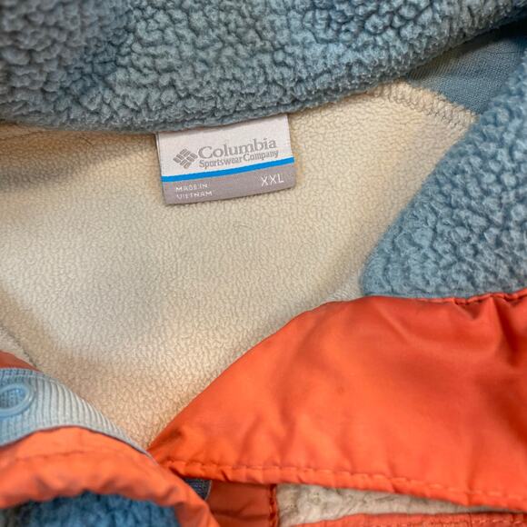 Columbia Fleece Sherpa Blue Colorblock Quarter Zip Pullover Jacket Women XXL 2XL - Picture 3 of 7